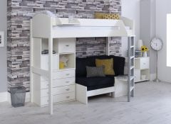 Kids Avenue Noah F High Sleeper Bed with Sofabed, Drawers & Cube Unit