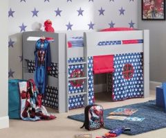 Julian Bowen Pluto Mid Sleeper Bed in Dove Grey with Blue Star Tent