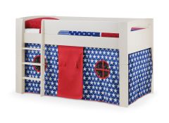 Julian Bowen Pluto Mid Sleeper Bed in Stone White with Blue Star Tent