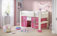 Julian Bowen Pluto Mid Sleeper Bed in Stone White + Pink Tent + Mattress