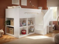Flair Quinn Staircase Mid Sleeper Bed with Storage White