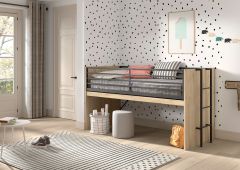 Vipack Sam Mid Sleeper Cabin Bed in Solid Oak with Large Pull Out Desk