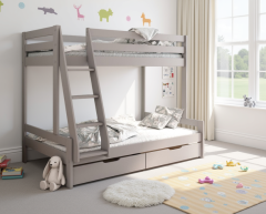 Astral Solid Wood Triple Bunk Bed with Optional Drawers in Grey
