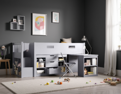 Flair Charlie Grey Mid Sleeper Cabin Bed Set with Storage & Desk
