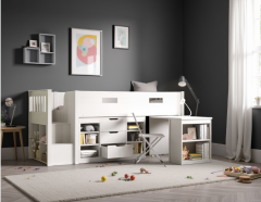 Flair Charlie White Mid Sleeper Cabin Bed Set with Storage & Desk