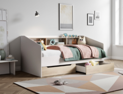 Flair Leni Day Bed with Storage in White and Oak