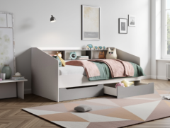 Flair Leni Day Bed with Storage in White and Grey - 3ft Single
