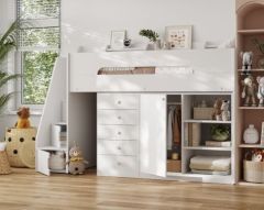 Flair Stepaside Staircase High Sleeper Storage Station in White