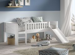 Vipack Scott Low Mid Sleeper Bed with Slide in Brilliant White