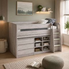 Julian Bowen Vespa Mid Sleeper Bed with Desk in Grey Oak