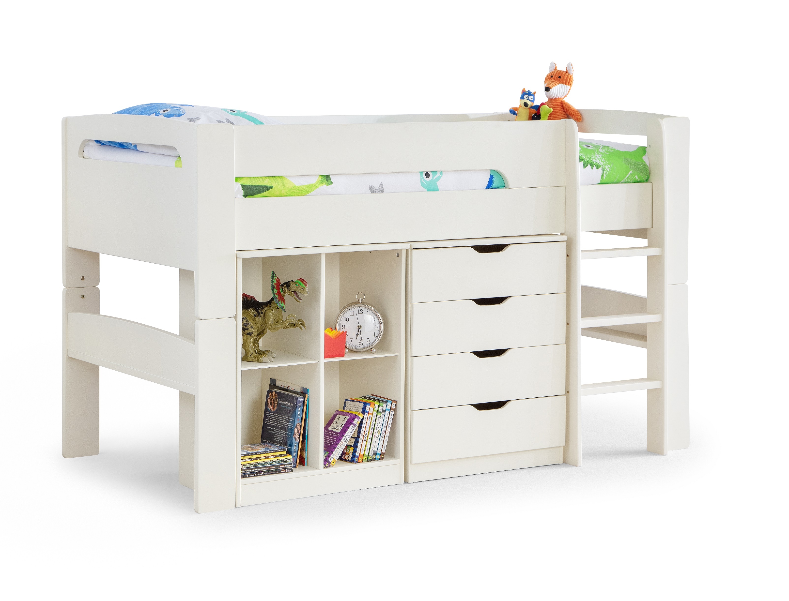 Julian Bowen White Midsleeper Bookcase Chest Children S Bed Shop